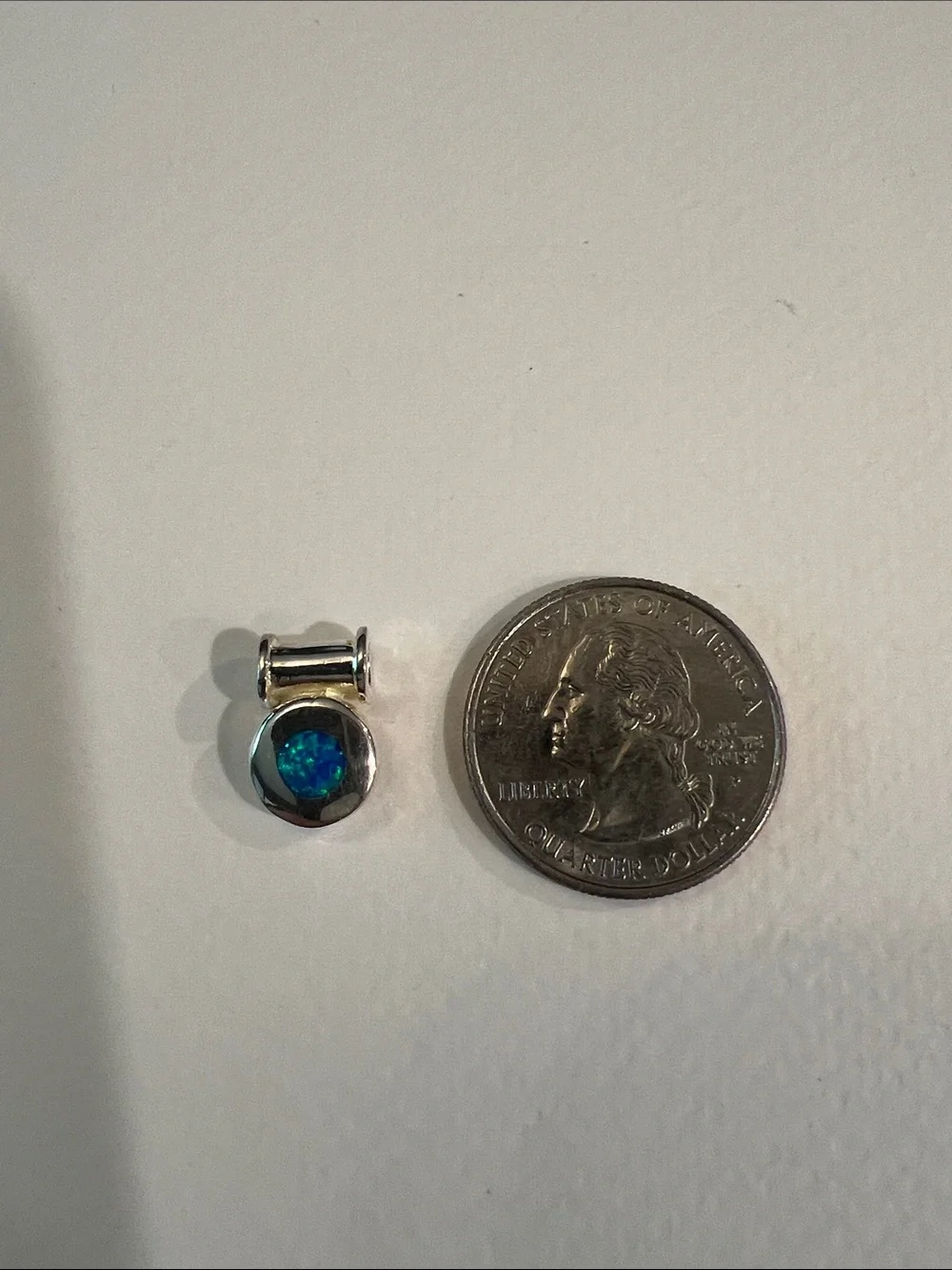 Tiny Sterling Silver Pendant with Blue Opal Accent - Picture 4 of 7